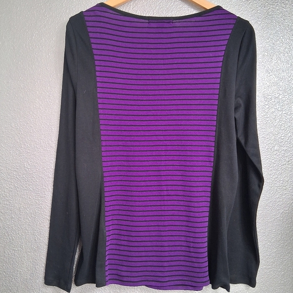 NWT Lauren Ralph Lauren Long Sleeve Top With Stripes  Size L - Picture 14 of 16